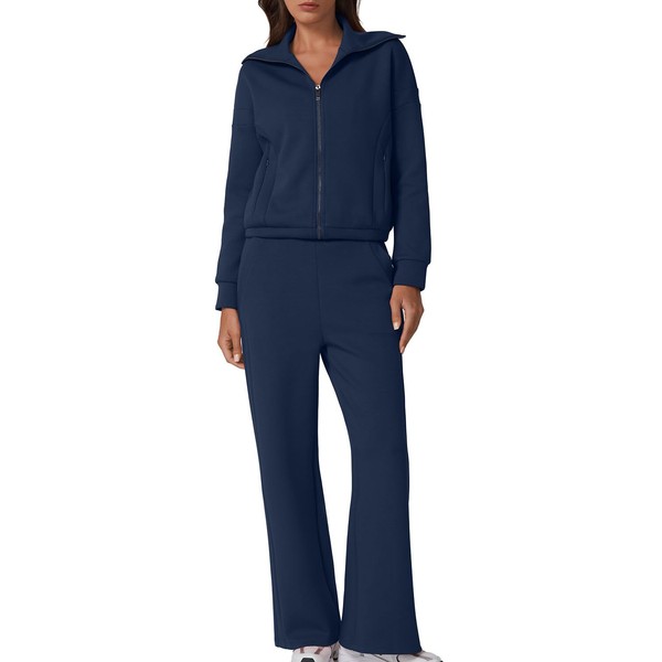 QINSEN 2 Piece Tracksuit Sets for Women Long Sleeve Zip