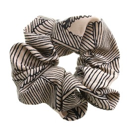 VINGTAINE HS-127-BE Botanical Pattern Scrunchie, Simple, Casual, Daily Chiffon Hair Accessories