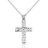 Religious Jewelry Modern Hammered Cross Charm Pendant Necklace (Small) in