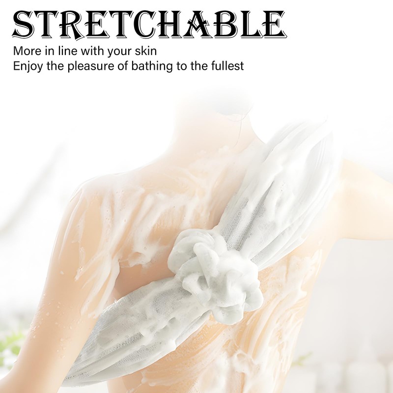 LHLZNB 3Pcs Bath Shower Loofah Sponge,Long Stretch Back Sponge Exfoliating