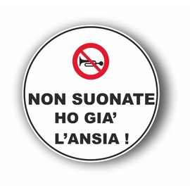AMA SHOP Adesivo Sagomato divertente Non suonate ho già l' ansia |Sticker per Casco,Moto, Camper,Barca | autoTuning |