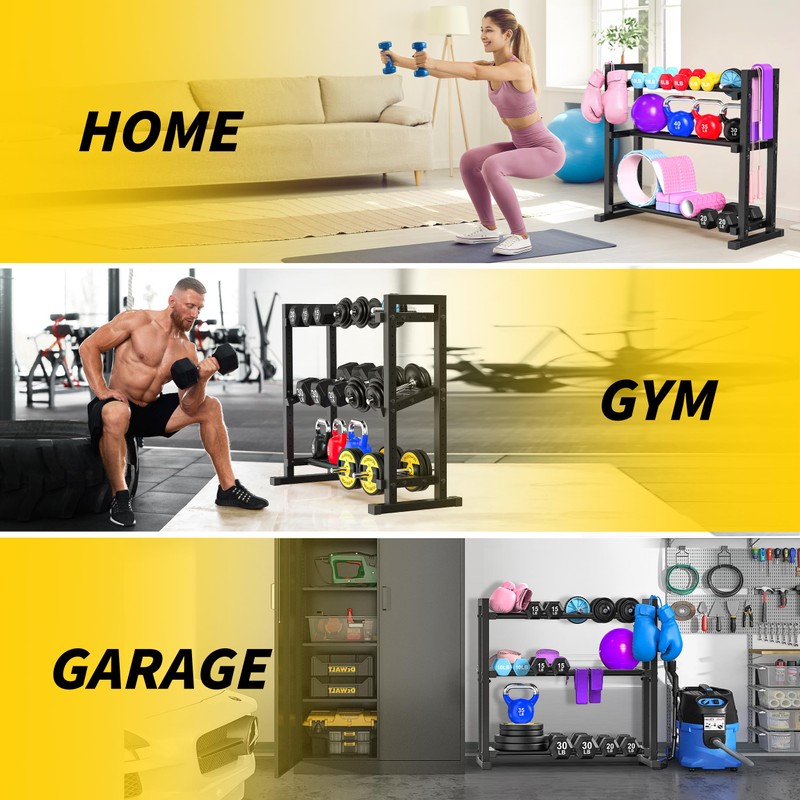 LarFaFa 3-Tier Adjustable Dumbbell Rack, Weight Rack for Home Gym