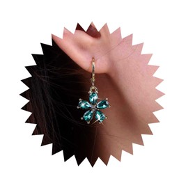 Atentuyi Boho Small Flower Earrings Gold Rose Flower Dangle Earrings CZ Drop Earrings Green Flower Earrings Green Crystal Earrings Long Tassel Earrings Jewellery for Women and Girls, Crystal