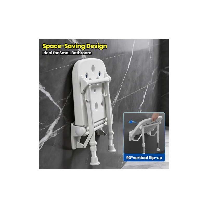 Asiento de ducha plegable montado en la pared