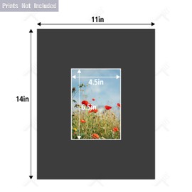 Golden State Art, 10 Pack Acid Free 11X14 Black Picture Frame Mats with White Core Bevel Cut for 5X7 Photos, Pictures, Prints