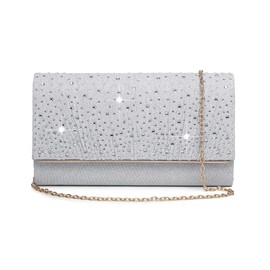 MUDUO Glitter Clutch Purses for Women Evening Bags and Envelope Handbags Prom Purse (308 Silver)