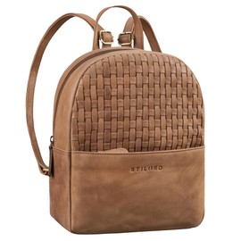 STILORD 'Lavinia' Vintage Backpack Handbag Leather Women's Daypack Backpack Small Leather Backpack City Backpack for Going Out Shopping Daypack S Genuine Leather, Taranto - Brown