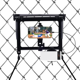 Phone Fence Mount with Shade, Carbon Steel Cell Phone Holder Mount with Elastic Strap for Fence Baseball Softball Tennis Games Recording