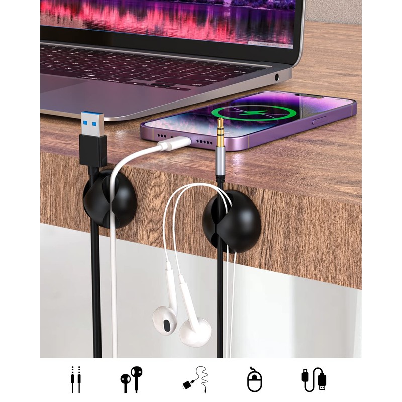 JANREAY Cable Holder Cable Clips, 14 Packs Multi-Purpose Cable Management
