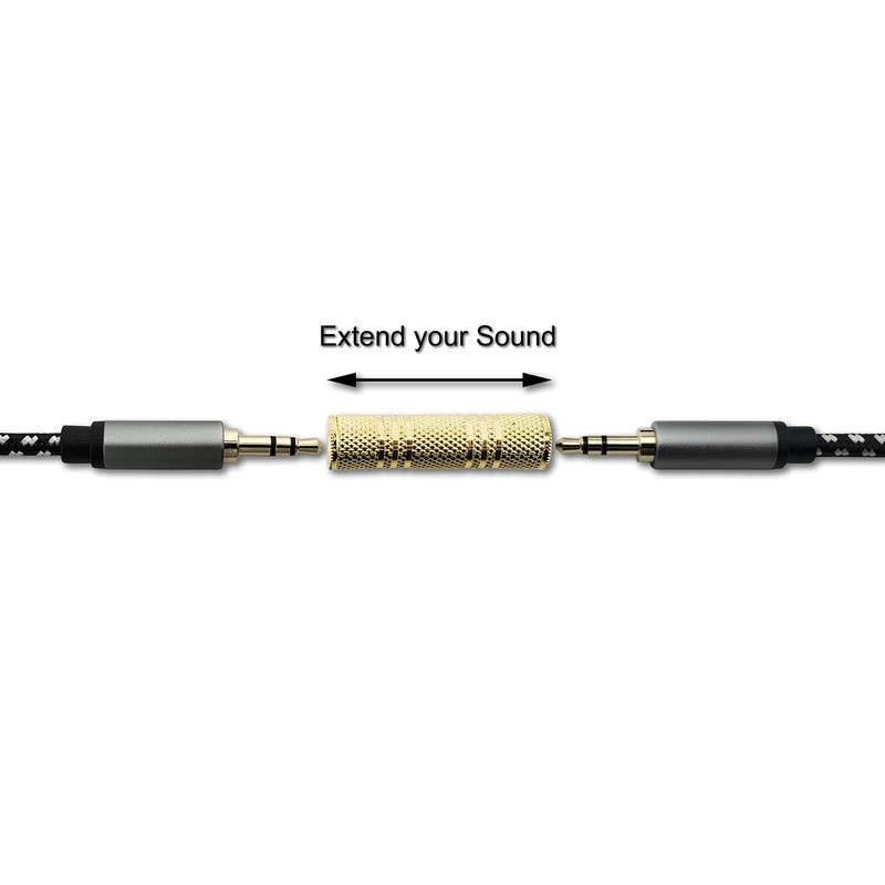 SatelliteSale Auxiliary 3.5mm Jack Stereo Female to Female Extension Gold