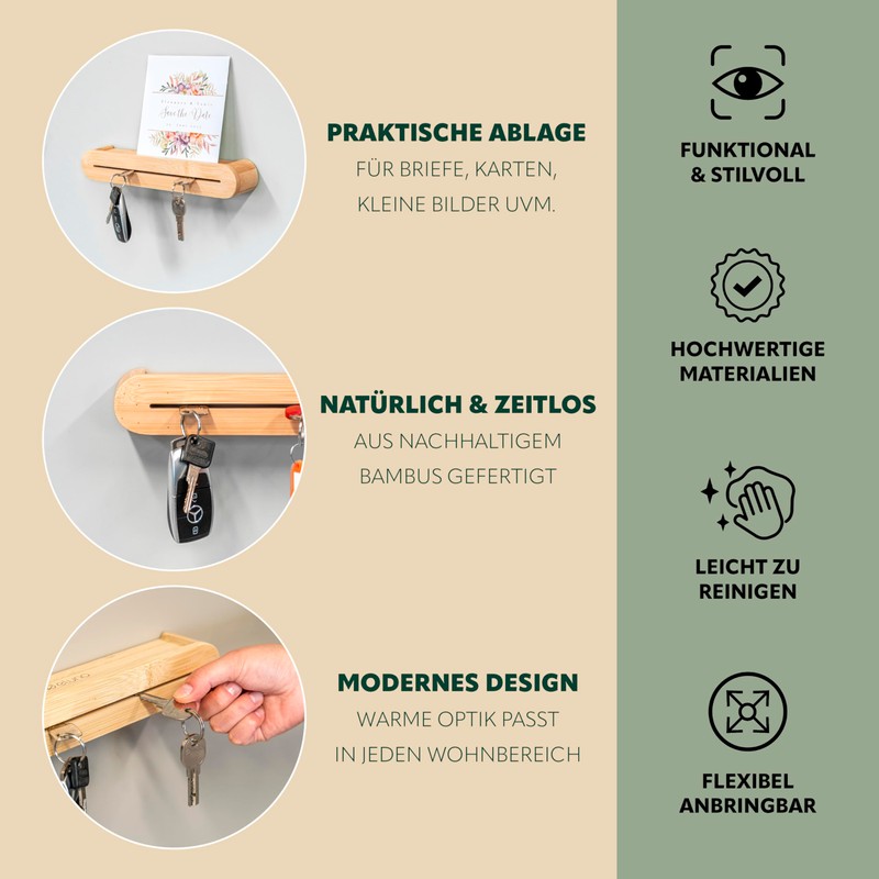 eluno Key Holder with Practical Shelf, Key Holder, Key Holder