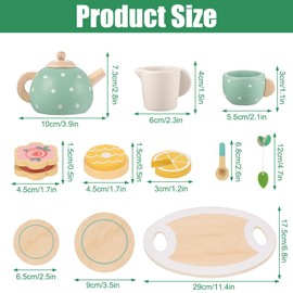 Abiemuce Children's Wooden Tea Set, Wooden Toy, Tea Service Children's Kitchen Accessories, Tea Party Play Kitchen, Role Play, Wooden Tea Set for Little Girls, Children's Wooden Tea Set for Ages 3 and
