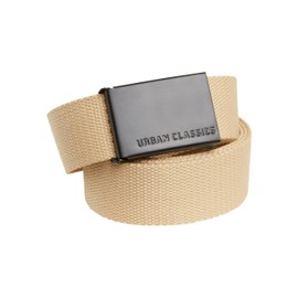 Urban Classics Unisex Canvas Belt for Men and Women, Length 120 cm, Height 3.7 cm - Beige/black Canvas belt