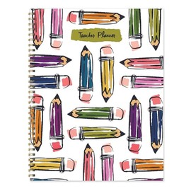 TF Publishing Large Undated Pencils Teacher & Homeschool Lesson Planner - 8.5x11in Lesson Plan Book for Teachers - Undated Teacher Planner with Monthly Calendar, Weekly Spread, and Color-Coded Days