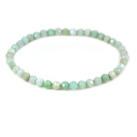 Keleny Natural 4mm Faceted Australian Jade Round Beads Gemstones Crystal Stretch Bracelet 7 Inch Unisex