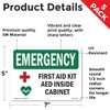 First Aid Kit AED Inside Cabinet With Symbol OSHA Emergency