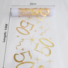 Yontree 50th Birthday Decoration Table Decoration Birthday Table Runner for Men and Women (28 cm x 10 m) Can be Cut to Size