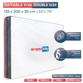 WRAPPYBAG – Protective Plastic Mattress Case — Double Size — Waterproof, Anti-Tear Storage Bag — for House Moves, Storage and Transport (55" x 80")