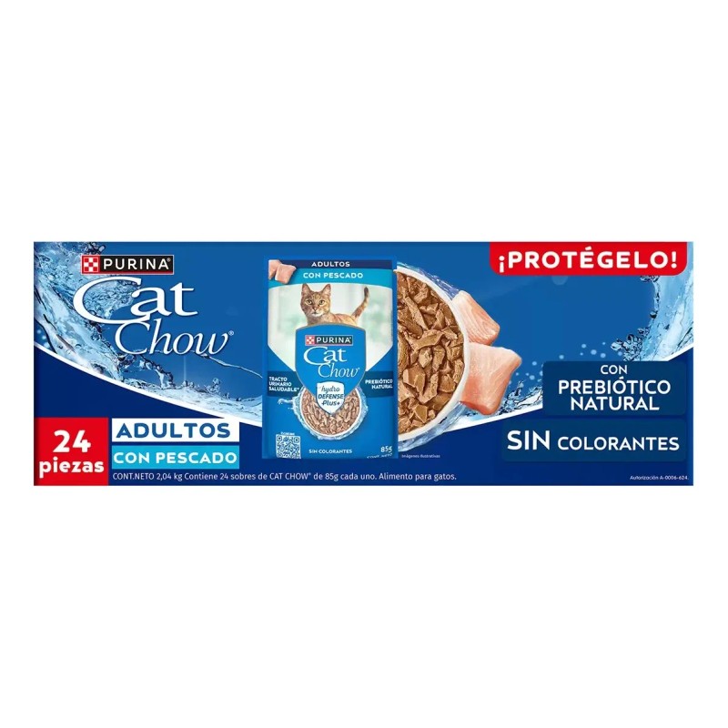 Cat Chow Alimento Húmedo Para Gato sabor pescado 24 sobres