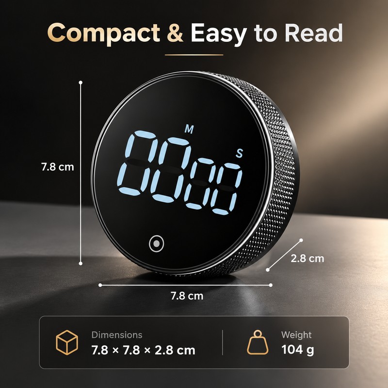 Magnetic Mechanical Kitchen Timer – Battery-Free Rotary Countdown Timer with