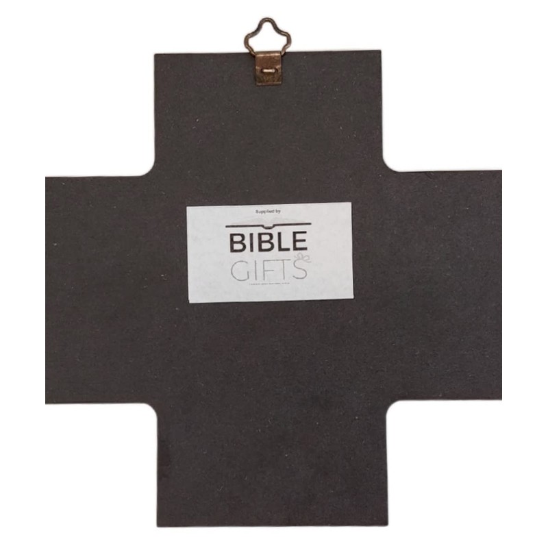 Jesus Good Shepherd Cross Shaped Gold/Silver Metallic Picture Hanging Icon