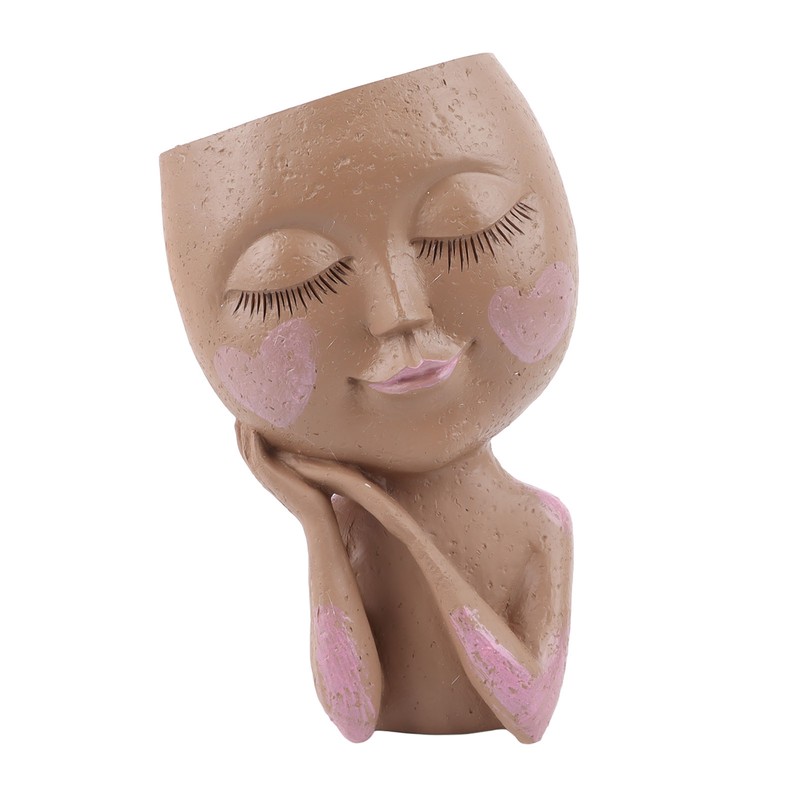 Girl Head Flowerpot Resin Face Planter Succulent Flowerpot Decoration for