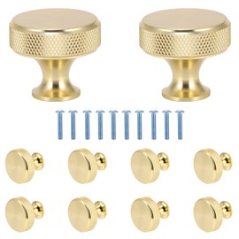 WIGUROE 10 Pcs Drawer Handles, Gold Cabinet Knobs, Brass Door Handles for Dressers, Wardrobes, Cabinets and Other Furniture, 3.1 x 2.6 cm