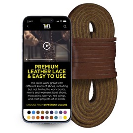 TOFL Leather Boot Laces|1/8 Inch Thick 72 Inches Long|2 Leather Strips [1 Pair]|Medium Brown