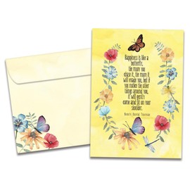Tree-Free Greetings - Birthday Cards - Artful Designs - 1 Card + Matching Envelope - Made in USA - 100% Recycled Paper - 5"x7" - Happy Butterflies (GO65471)