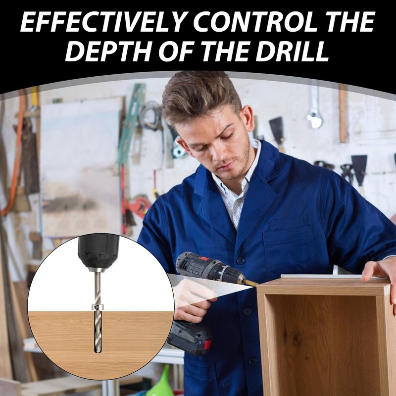 8-piece depth stop ring set, drill depth limiter limit the