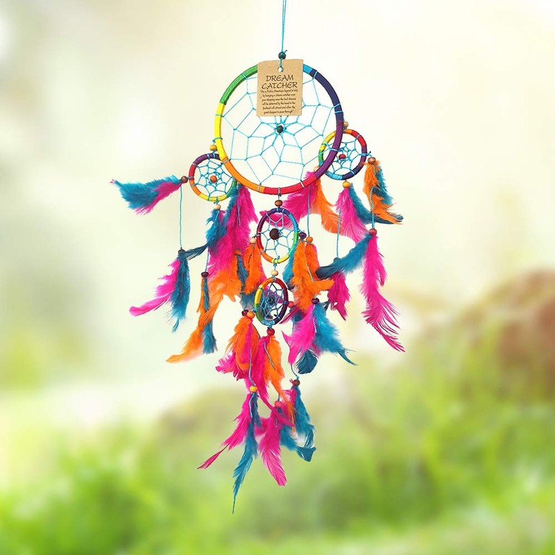 VIE Naturals Dream Catcher with Beads, 11cm, 4 Smaller Rings,