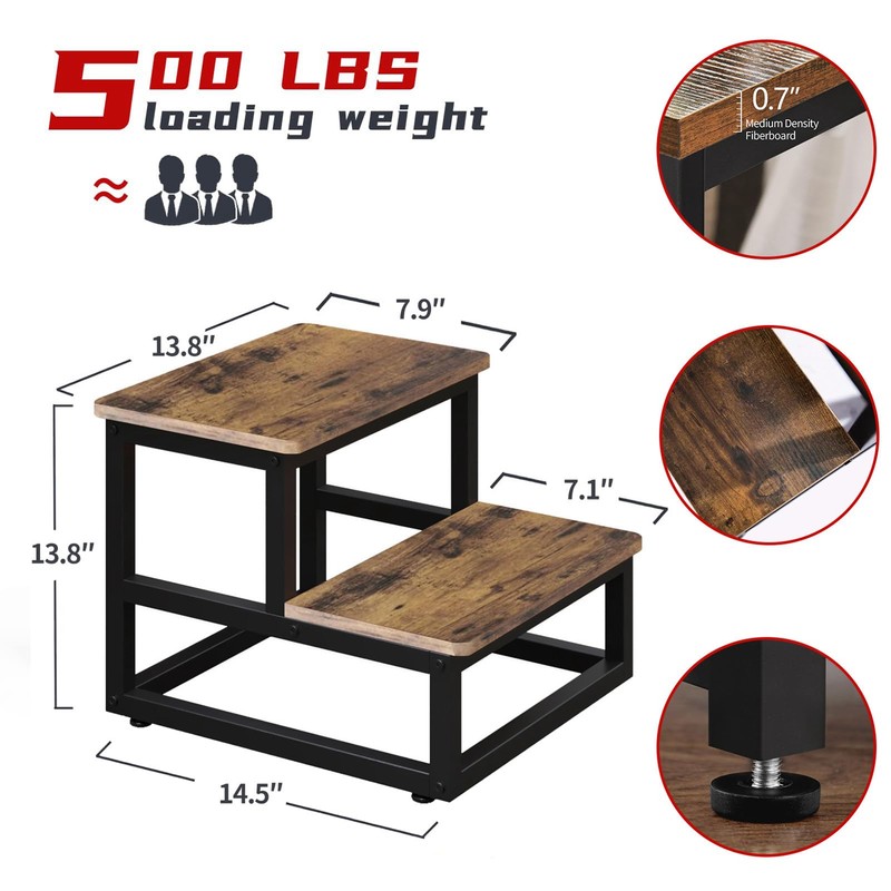 VonDream 2 Tier Step Stools for Adults with Non-Slip Stickers,