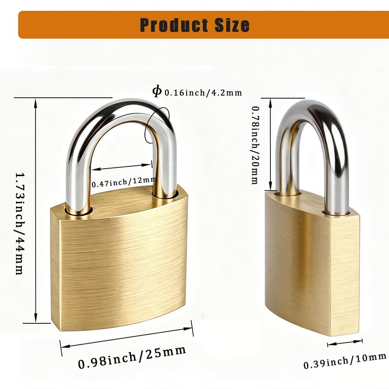 10Pack Small Locks Keyed Alike, 0.98Inch (25mm) Wide Lock Body