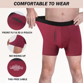 TIICHOO Incontinence Underwear for Men Washable Soft Reusable Leakproof Boxer Briefs with Fly Protective for Bladder Leakage 5 Pack (Small, 2 Black/2 Grey/ 1 Burgundy)