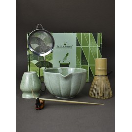 Artcome Japanese Matcha Set, Matcha Bowl with Pouring Spout, Matcha Whisk, Tea Scoop, Whisk Holder, Handmade Matcha Ceremony Kit For Japanese Tea Ceremony