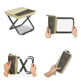 2-in-1 Collapsible Camping Stool & Sling Bag/Ultralight Portable Folding Stool with Carry Bag, 265LBS Load Capacity, Compact Camping Stool for Hiking, Fishing, Outdoor Activities