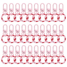 QUARKZMAN 30 Stück Hummerklaue Karabiner Schlüsselanhänger Schwenk Trigger Clips Zinklegierungen Bunte Schlüsselanhänger Clip Snap Haken Splint Ringe für DIY Schmuckherstellung, Hellrosa