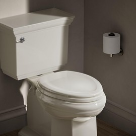 Kohler K-4647-47 Stonewood Molded-Wood with Color-Matched Plastic Hinges Elongated Toilet Seat, Almond