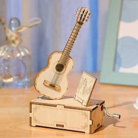YII WMOC 3D Wooden Puzzles for Adults Wooden Music Box Kits Guitar Building Model Desktop Decoration DIY3D Puzzle Toys to Creative Gifts for Teens and Adults