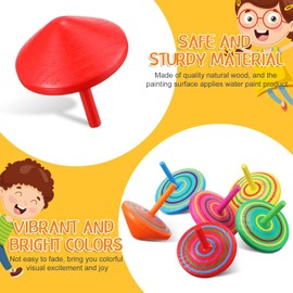 6 Pieces Multicolored Wooden Tops Colorful Wood Gyroscopes Tops Mini Handmade Flip Toys Assorted Color Painted Tops Novelty Tops for Toddlers Party Favors Party Family Games Kids