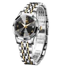 OLEVS Relojes para Mujer Lujo Elegante Acero Inoxidable Analógico Cuarzo Moda Casual Fecha Impermeable Luminoso Reloj de Pulsera de Dos Tonos