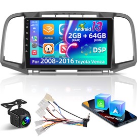 [2+64G] for Toyota Venza 2008-2016 Car Radio - 9 inch HD Touchscreen Android 13 Car Radio - Wireless Carplay & Android Auto, GPS, WiFi, Mirror Link, DSP+EQ, SWC + AHD Backup Camera