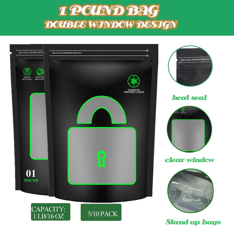 10 Pack 1 Pound Storage Terp Bags Bags,Lock & Seal
