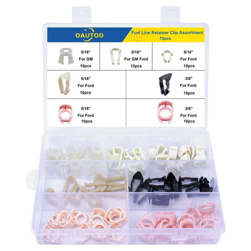 OAUTOO 70pcs Fuel Line Retainer Clip Assortment for Ford GM