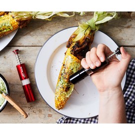 SABLUE Salt And Pepper Thumb Push Button Metal Grinder Set Or Singles, Grind Travel Gadgets, Spice Grinder, for Black Pepper, Sea Salt and Himalayan Salt (Black)