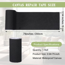 YBEATY Canvas Repair Patches 79 × 4 Inches Self-Adhesive Repair Tape Waterproof Fabric Patches Outdoor Gear Canvas Fabric for Couch Tent Bag Car Seats Boat Cover Awning Sofa Chair