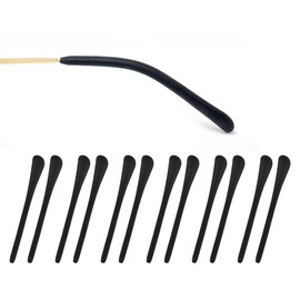 6 Pairs Temple Tips for Eyeglasses Thin (1.0 mm to 1.5 mm) Metal Temple Covers Anti-slip Silicone Glasses Earpieces Ear Sock Cushion Pieces Replacement - Black