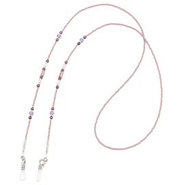 meigan 9401-01 Women's Glasses Chain, Stylish, Silver, Pearlized Beads, Lightweight, Made in Japan, Purple