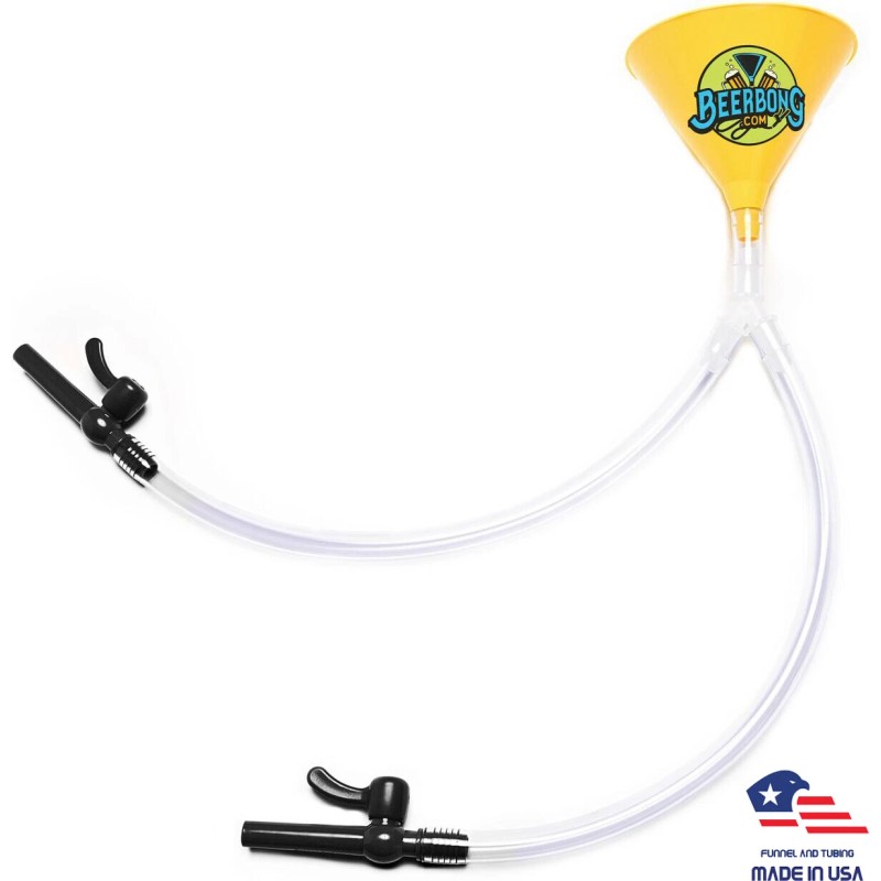Beer Bong Large Double Beer Bong Funnel | Yellow Funnel