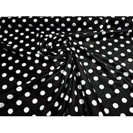 New Creations Fabric & Foam Inc, 60" Wide Poly Cotton Polka Dot Fabric by The Yard. (White Dot on Black)